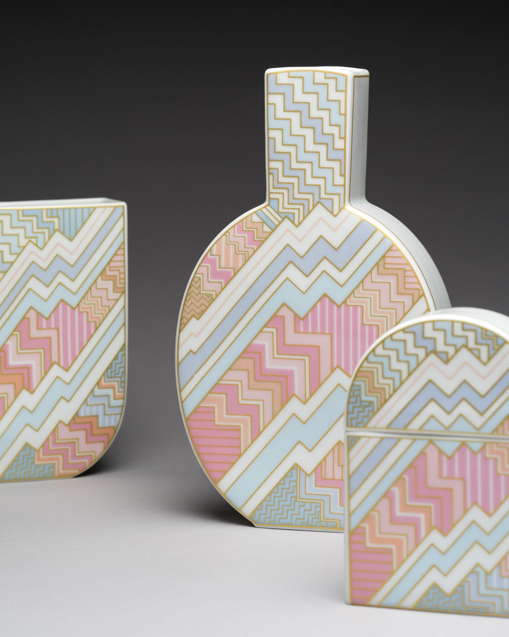 “Silhouette – Kelim” Vase & Box Trio – Rosemonde Nairac for Rosenthal, 1980s
