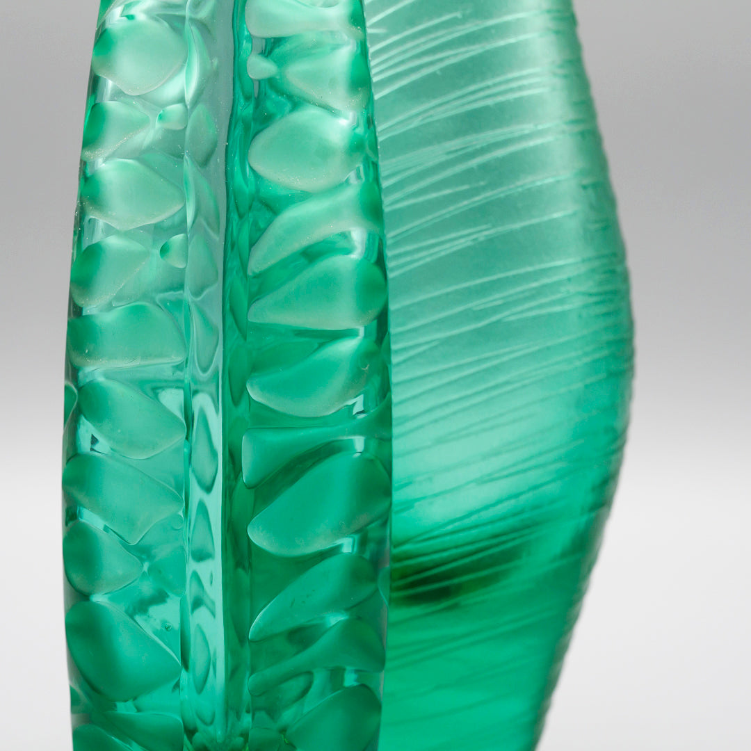 Green Glass Vase Duo – Václav Horáček & Miroslav Klinger for ŽBS Sklo Union/Josefodol, Czechoslovakia, 1960s