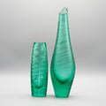 Green Glass Vase Duo – Václav Horáček & Miroslav Klinger for ŽBS Sklo Union/Josefodol, Czechoslovakia, 1960s