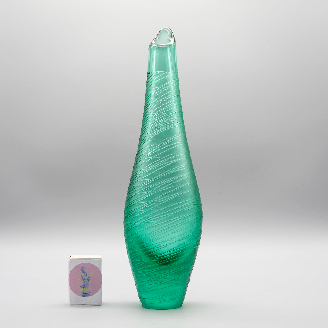 Green Glass Vase Duo – Václav Horáček & Miroslav Klinger for ŽBS Sklo Union/Josefodol, Czechoslovakia, 1960s