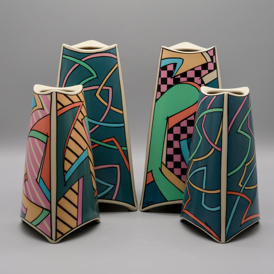 “Flash” Porcelain 4x Vase Set  – Dorothy Hafner for Rosenthal, 1980s