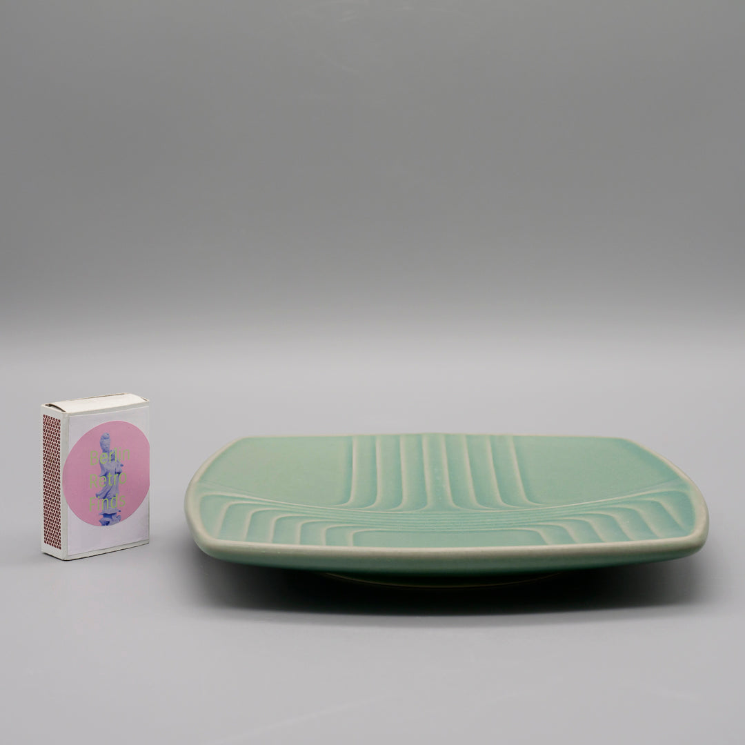 Turquoise Relief Ceramic Plate – Karl Scheid for Rosenthal, 1970s
