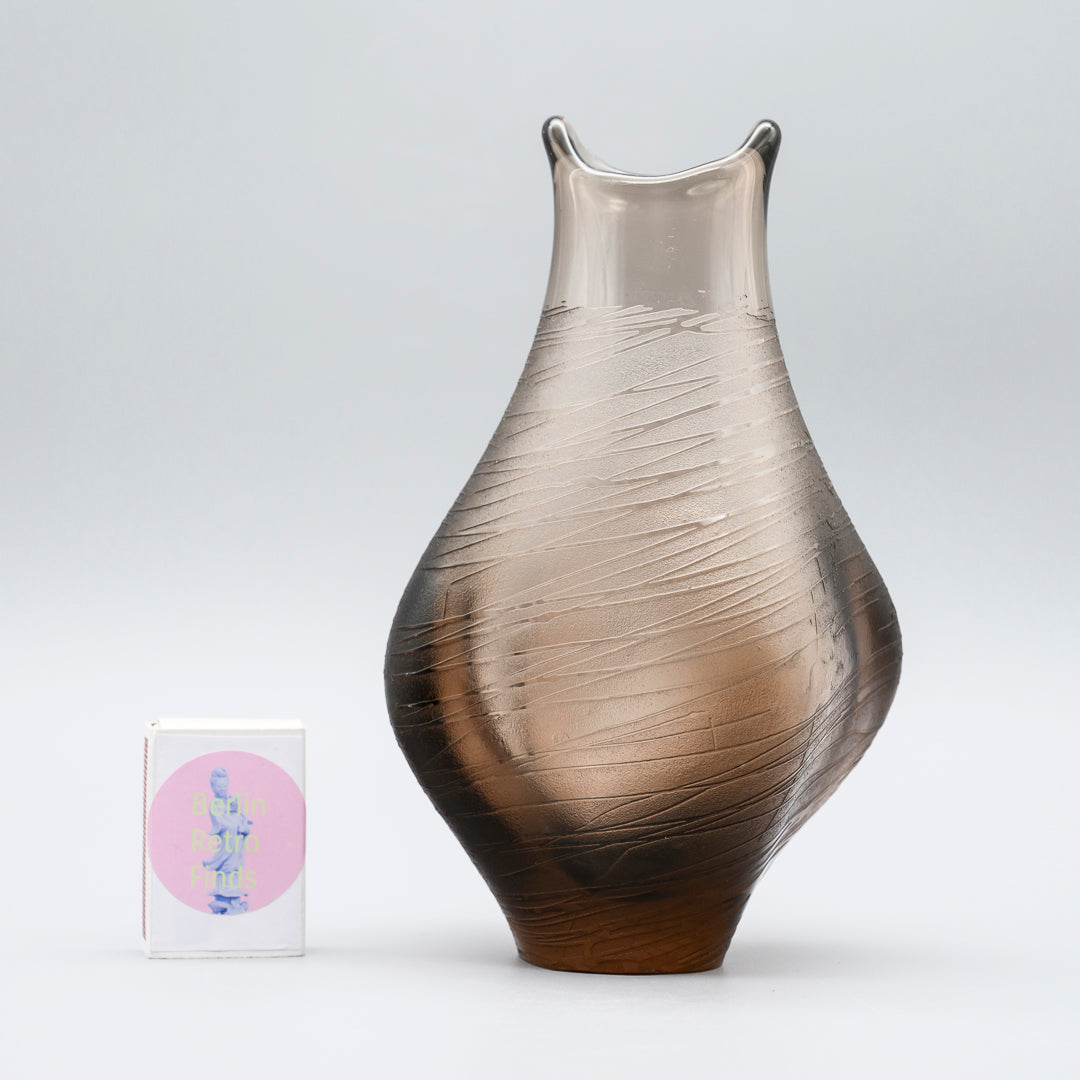 Smoky Brown Art Glass Vase Duo – Václav Horáček & Miroslav Klinger for ŽBS Sklo Union, 1960s