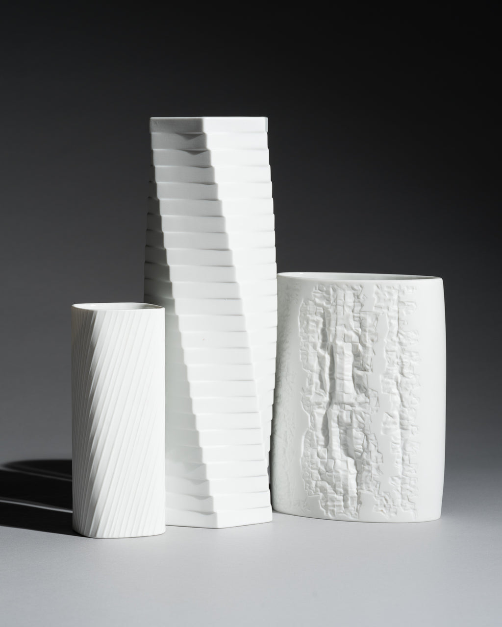 White Bisque Porcelain Trio – Werner Schreib, Martin Freyer & Werner Uhl for Rosenthal, 1970s–1980s