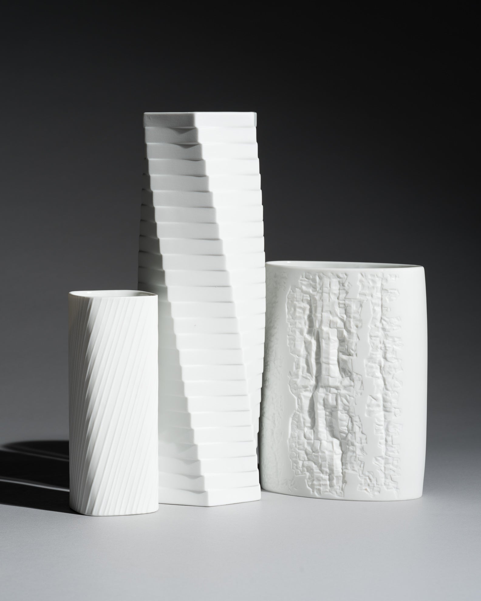 White Bisque Porcelain Trio – Werner Schreib, Martin Freyer & Werner Uhl for Rosenthal, 1970s–1980s