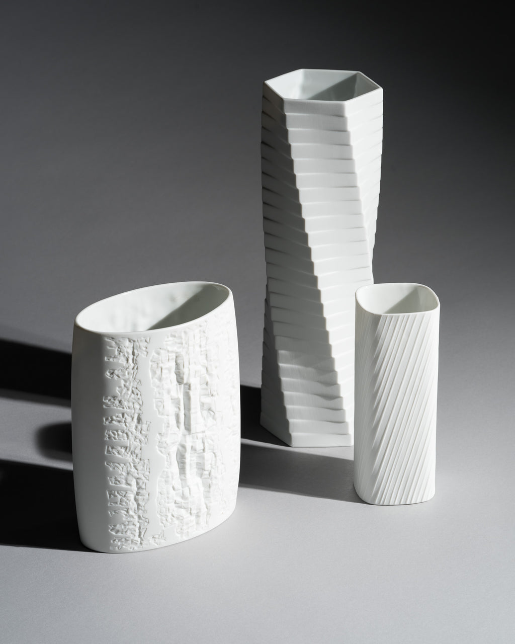 White Bisque Porcelain Trio – Werner Schreib, Martin Freyer & Werner Uhl for Rosenthal, 1970s–1980s