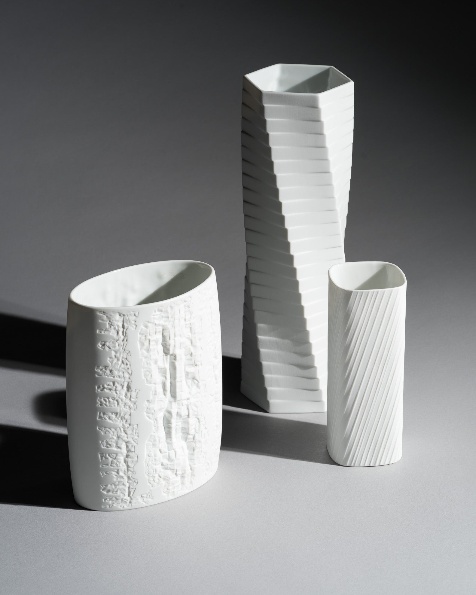 White Bisque Porcelain Trio – Werner Schreib, Martin Freyer & Werner Uhl for Rosenthal, 1970s–1980s