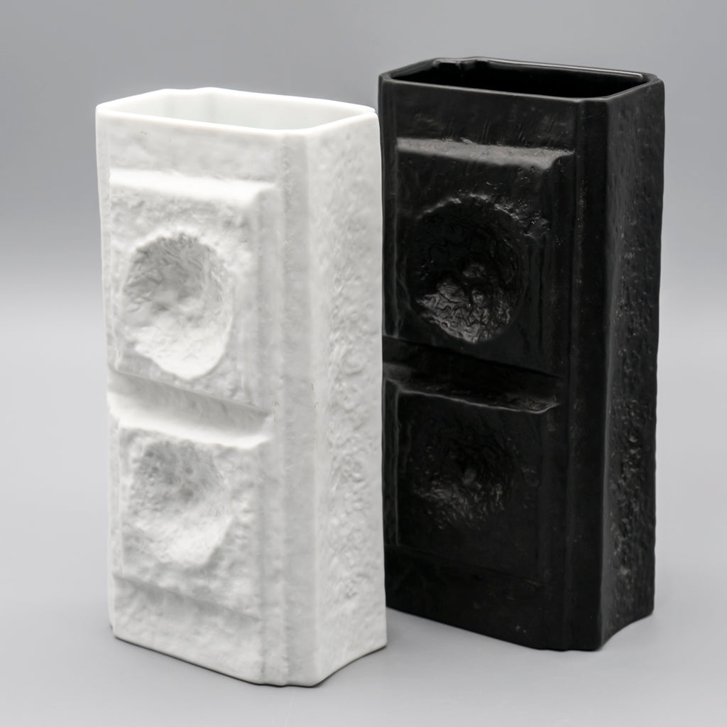 Op Art Relief Bisque Porcelain Duo - Martin Freyer for Rosenthal, 1970s