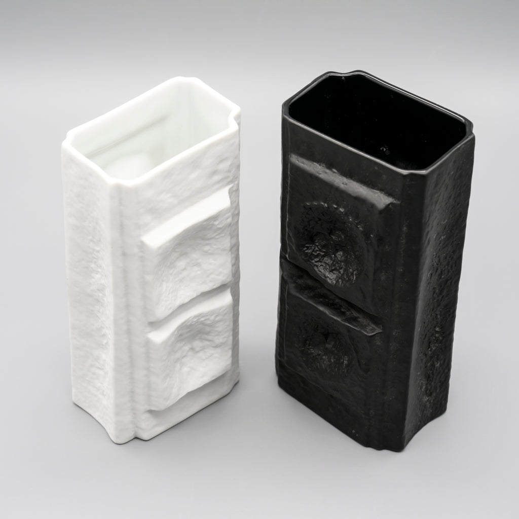 Op Art Relief Bisque Porcelain Duo - Martin Freyer for Rosenthal, 1970s