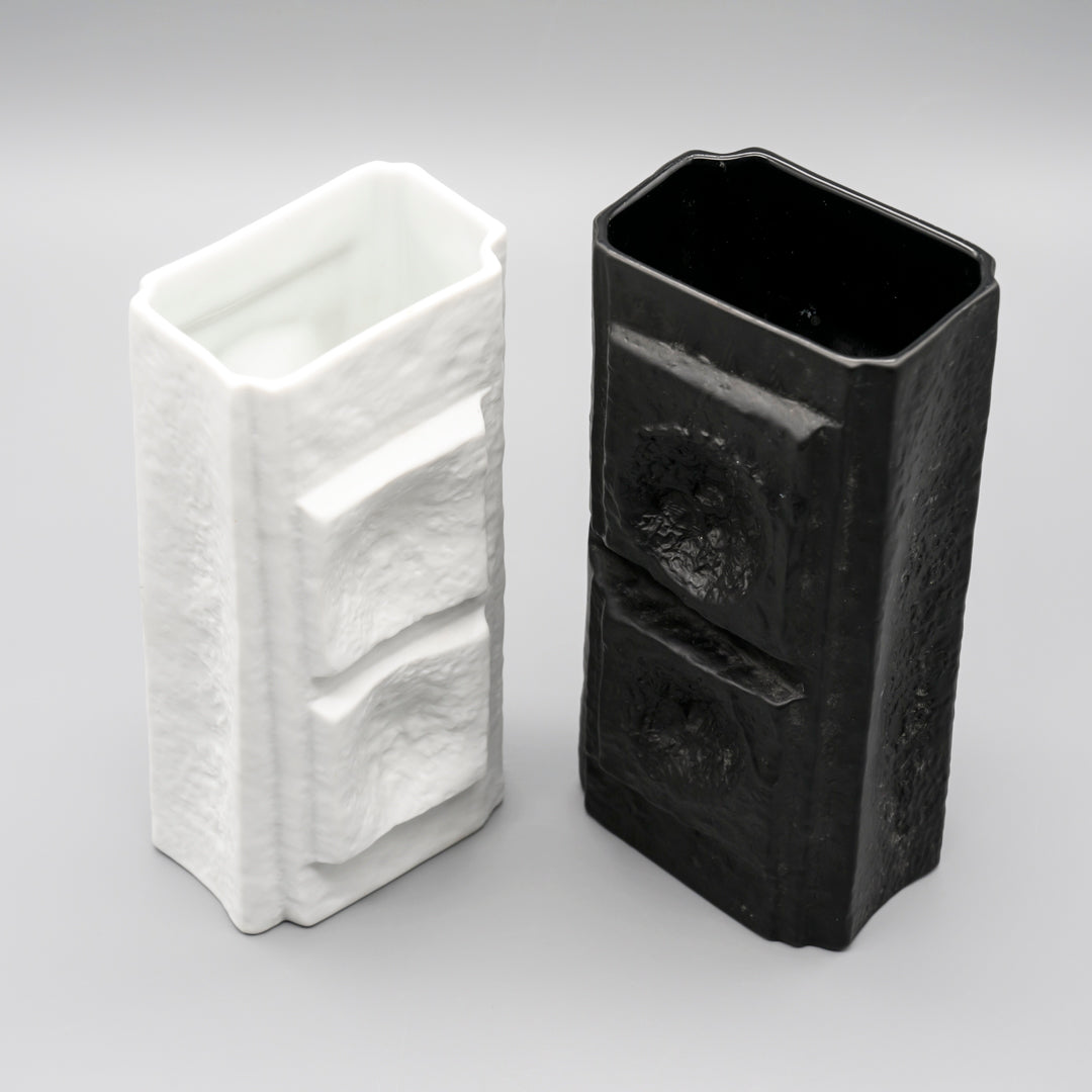 Op Art Relief Bisque Porcelain Duo - Martin Freyer for Rosenthal, 1970s