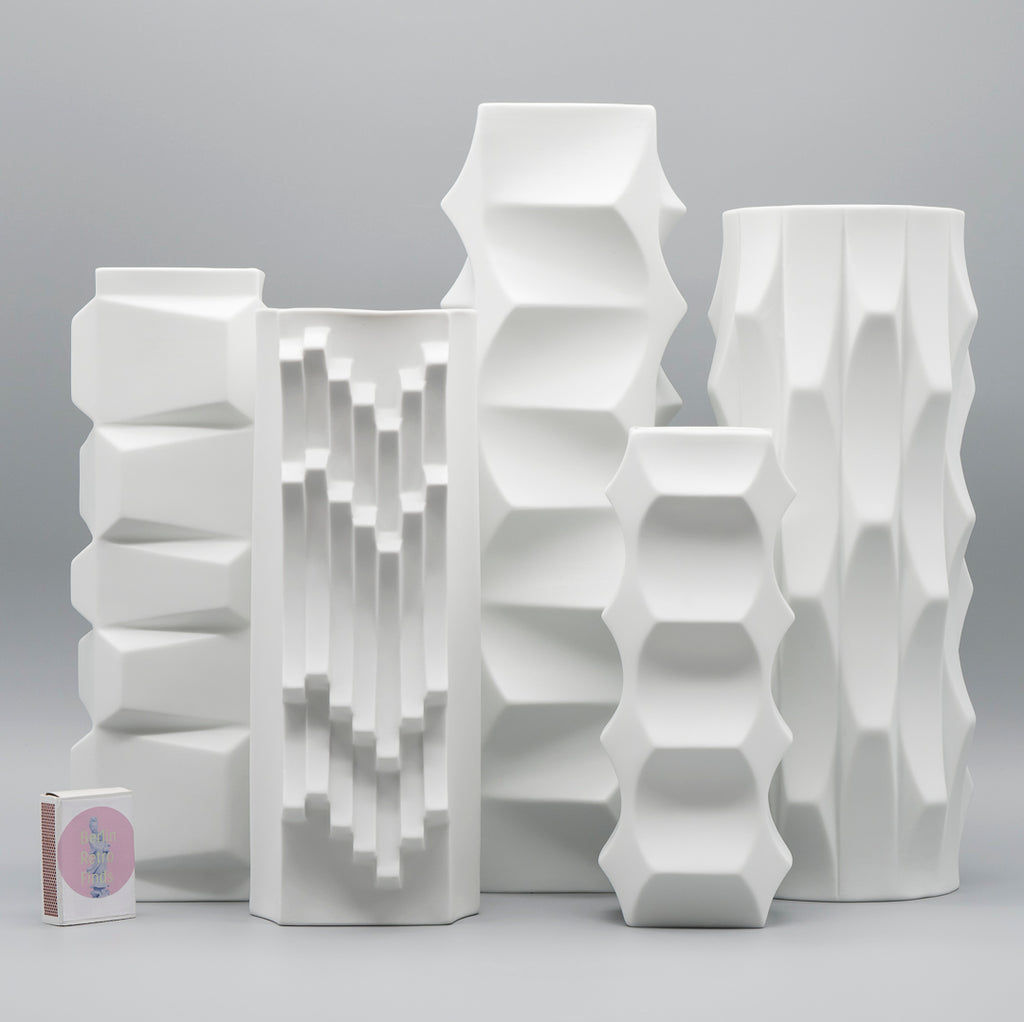 "Archais" Bisque Porcelain 5 Vase Set – Heinrich Fuchs for Hutschenreuther, 1960s–1970s