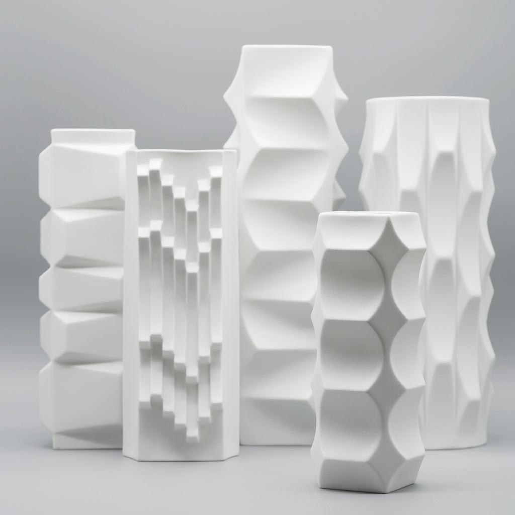 "Archais" Bisque Porcelain 5 Vase Set – Heinrich Fuchs for Hutschenreuther, 1960s–1970s
