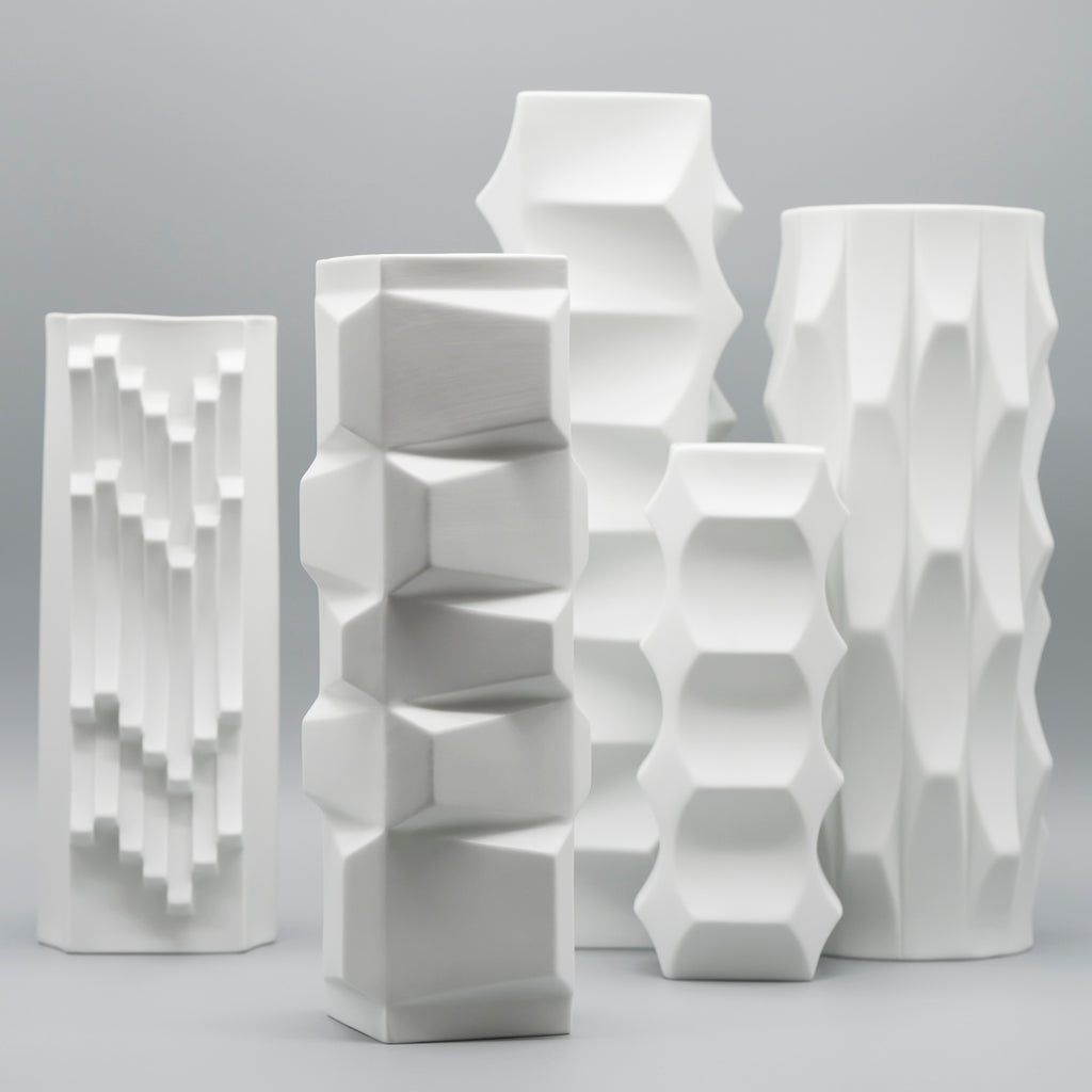 "Archais" Bisque Porcelain 5 Vase Set – Heinrich Fuchs for Hutschenreuther, 1960s–1970s