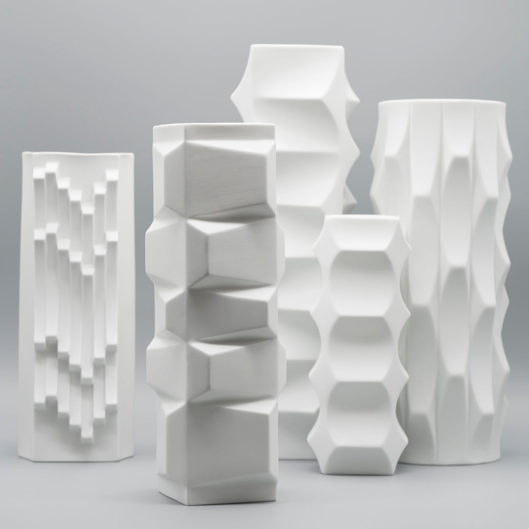 "Archais" Bisque Porcelain 5 Vase Set – Heinrich Fuchs for Hutschenreuther, 1960s–1970s