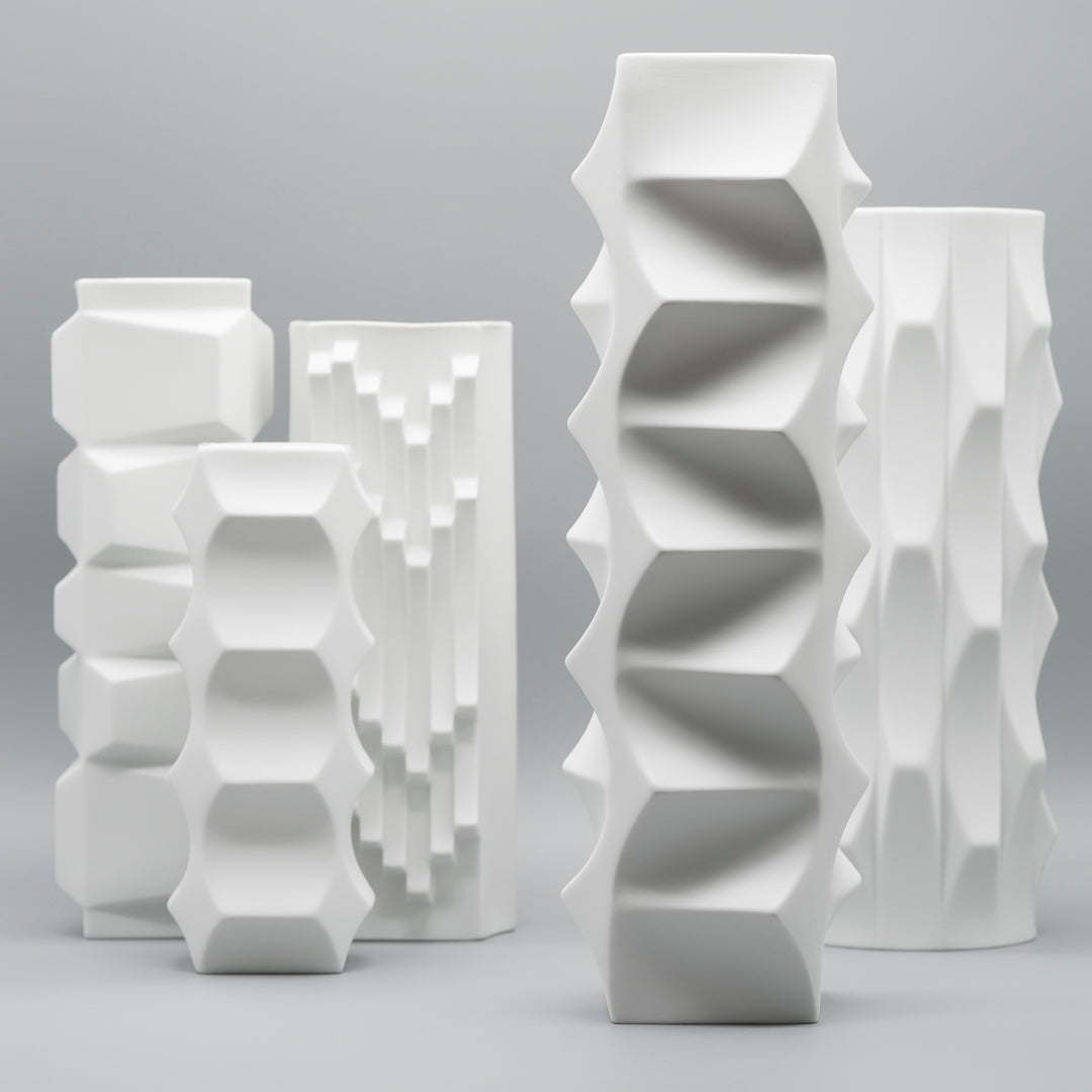 "Archais" Bisque Porcelain 5 Vase Set – Heinrich Fuchs for Hutschenreuther, 1960s–1970s