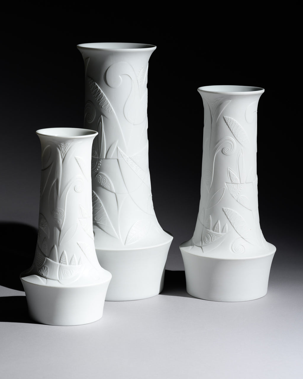 White Bisque Porcelain Trio – Cuno Fischer for Hutschenreuther, 1960s