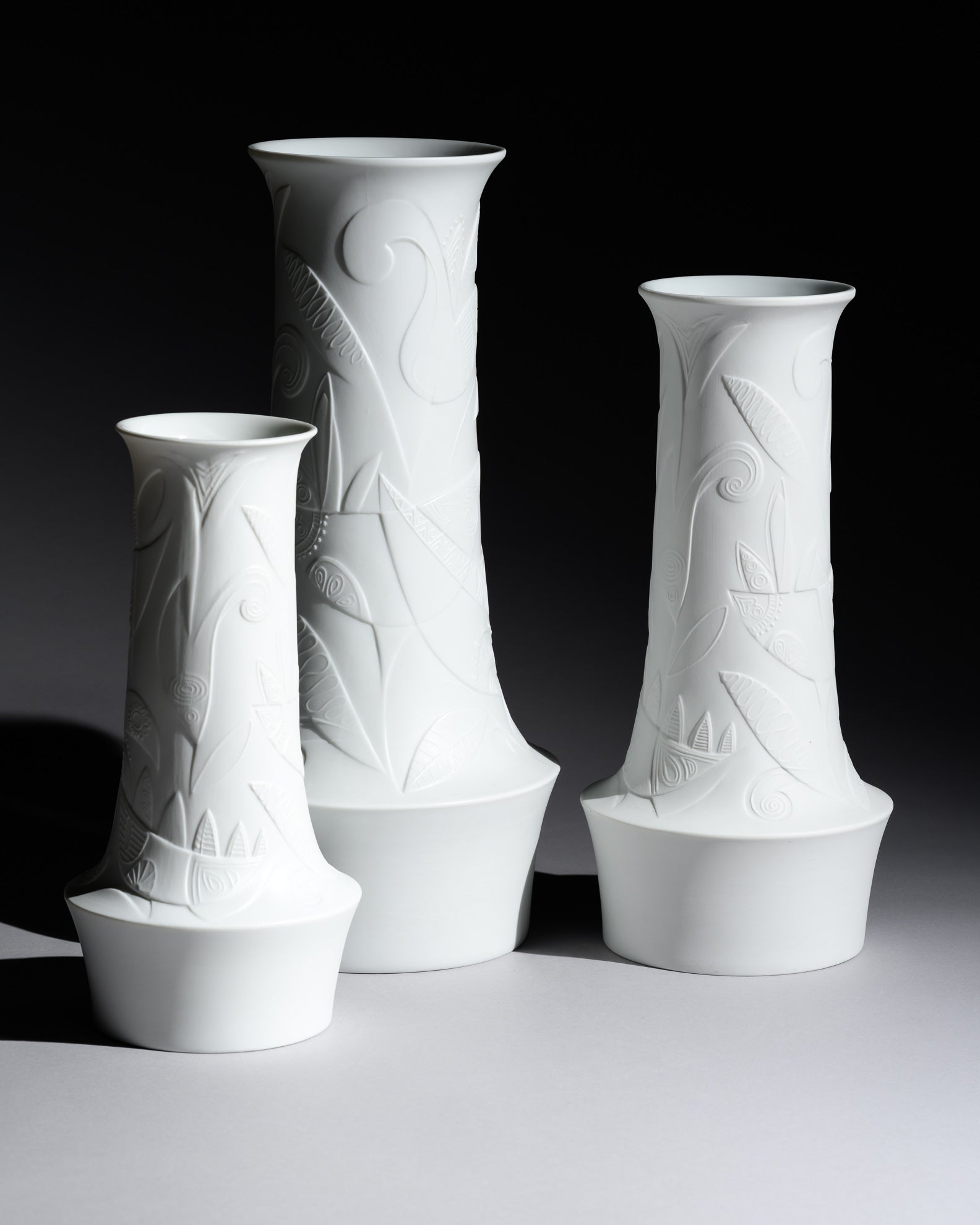 White Bisque Porcelain Trio – Cuno Fischer for Hutschenreuther, 1960s