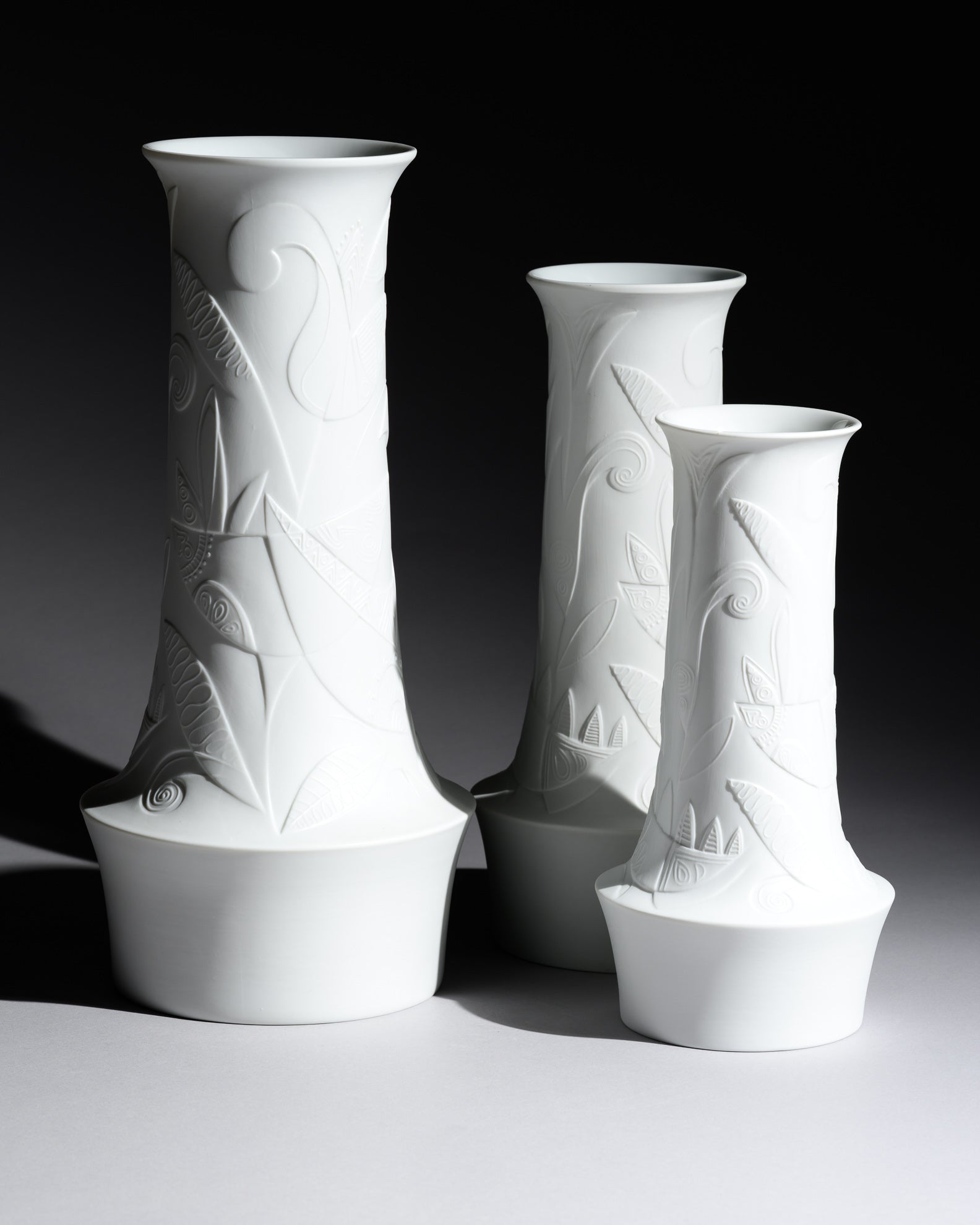 White Bisque Porcelain Trio – Cuno Fischer for Hutschenreuther, 1960s