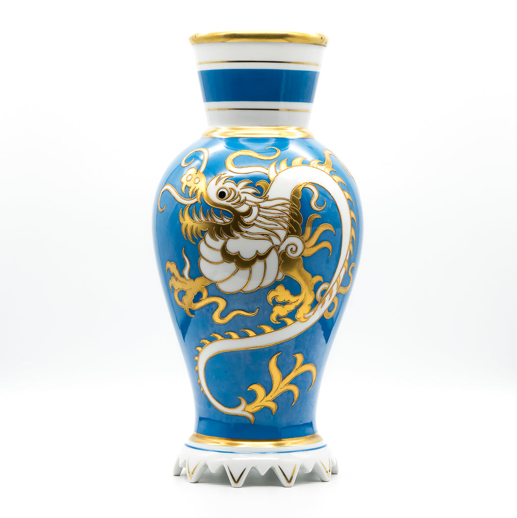 Dragon Decor Turquoise and Gold Porcelain Vase - Heinz Schaubach for Schaubach Kunst, 1920s–1930s