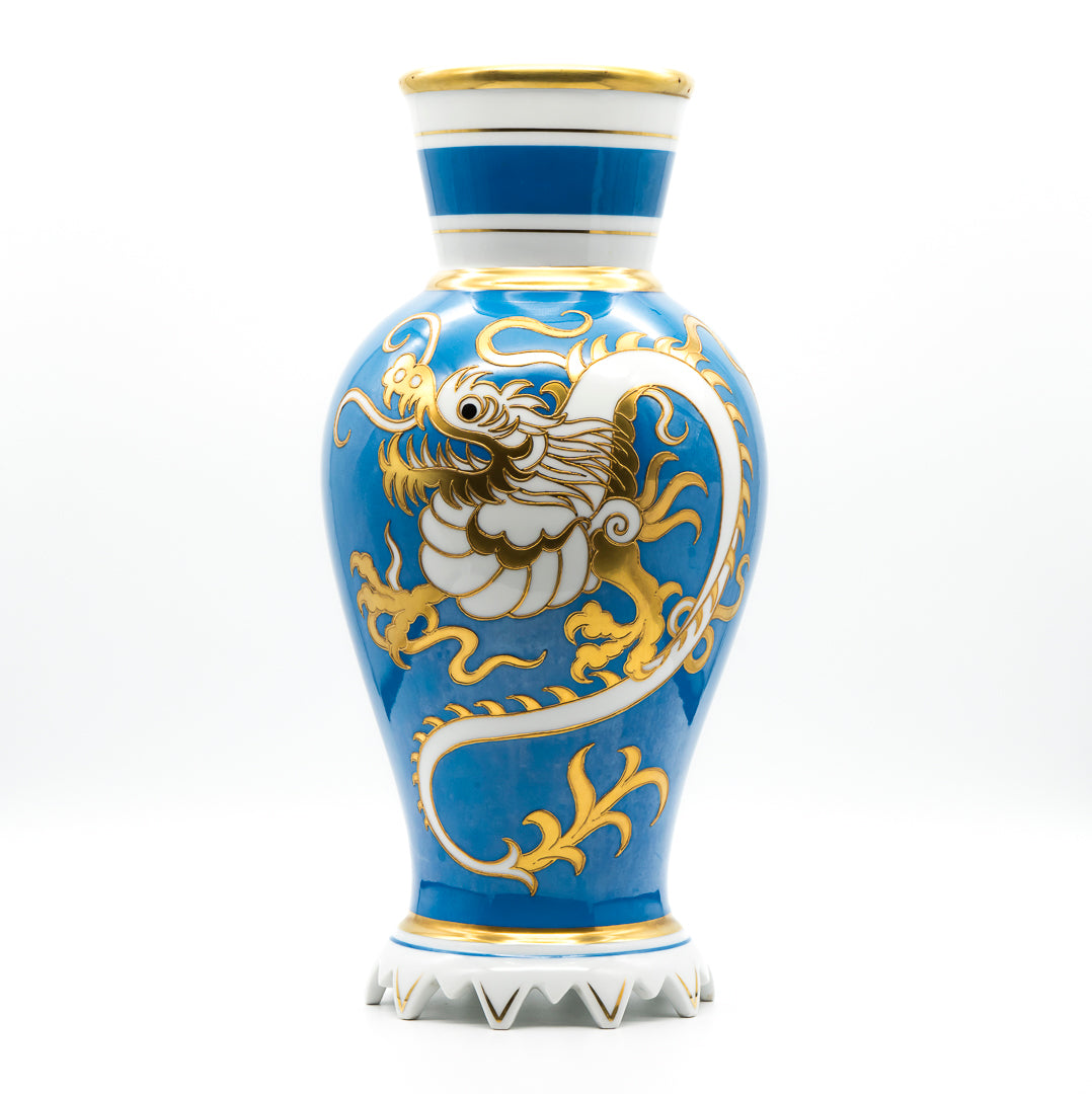 Dragon Decor Turquoise and Gold Porcelain Vase - Heinz Schaubach for Schaubach Kunst, 1920s–1930s