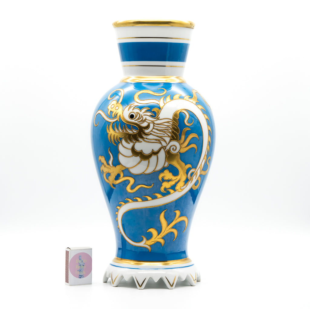 Dragon Decor Turquoise and Gold Porcelain Vase - Heinz Schaubach for Schaubach Kunst, 1920s–1930s