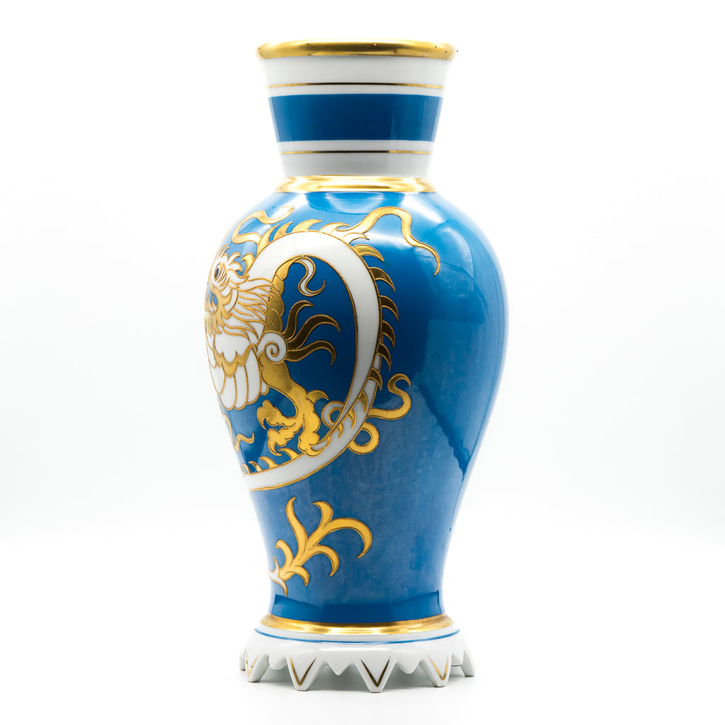 Dragon Decor Turquoise and Gold Porcelain Vase - Heinz Schaubach for Schaubach Kunst, 1920s–1930s