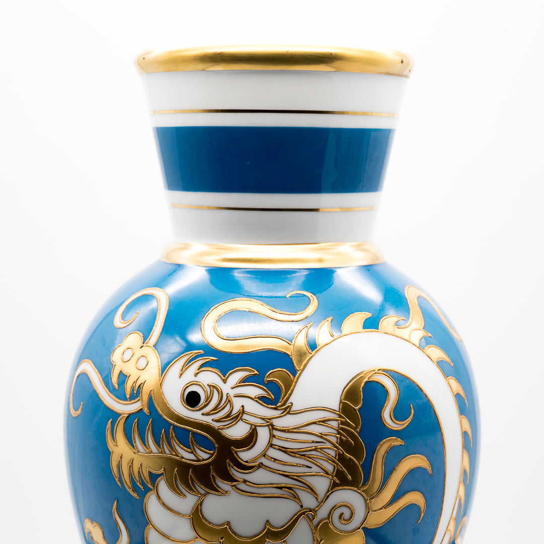 Dragon Decor Turquoise and Gold Porcelain Vase - Heinz Schaubach for Schaubach Kunst, 1920s–1930s