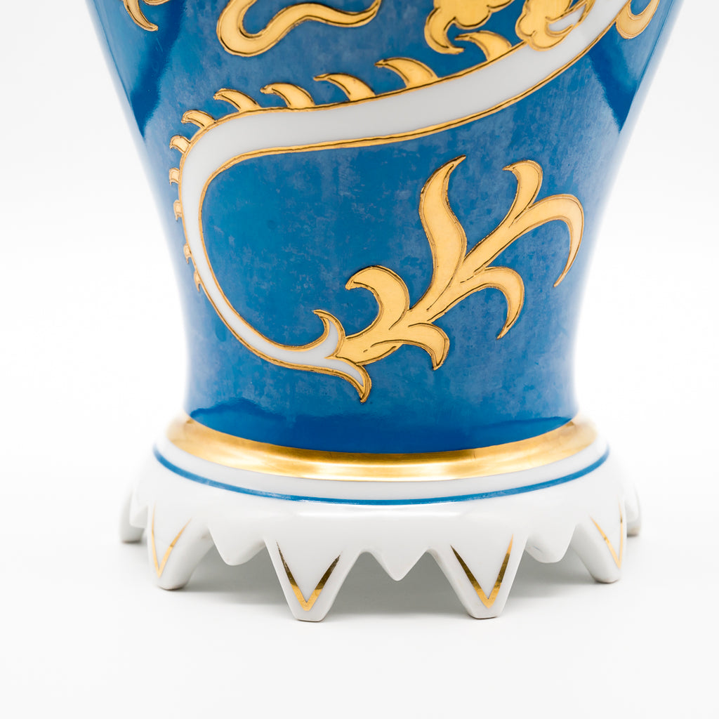 Dragon Decor Turquoise and Gold Porcelain Vase - Heinz Schaubach for Schaubach Kunst, 1920s–1930s