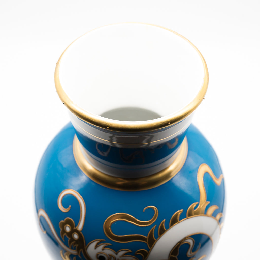 Dragon Decor Turquoise and Gold Porcelain Vase - Heinz Schaubach for Schaubach Kunst, 1920s–1930s
