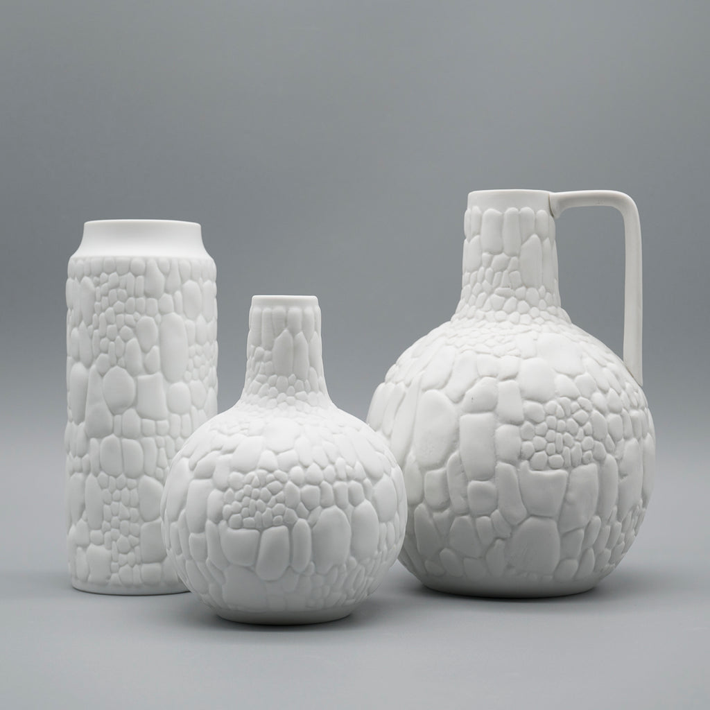 Reptile Relief Bisque Porcelain Trio – Manfred Frey for AK Kaiser, 1970s