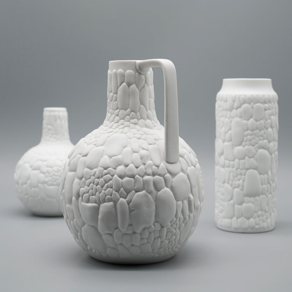Reptile Relief Bisque Porcelain Trio – Manfred Frey for AK Kaiser, 1970s