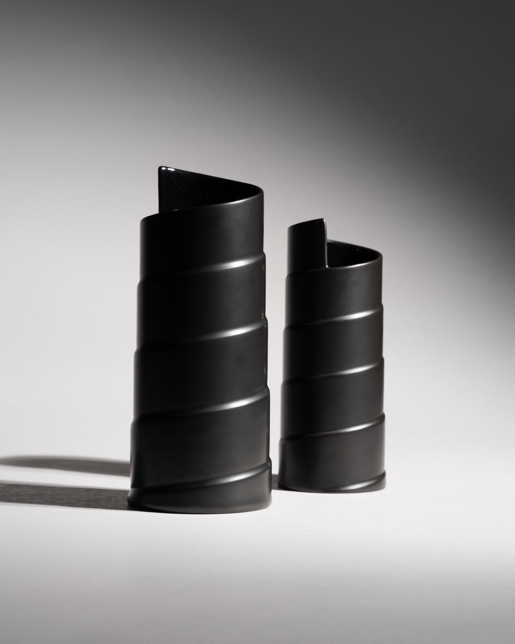 Serpentina Porcelaine Noire Vase Duo - Marcello Morandini for Rosenthal, 1980s
