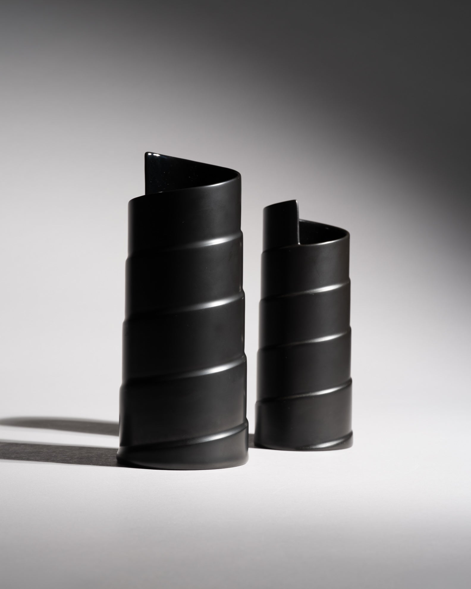 Serpentina Porcelaine Noire Vase Duo - Marcello Morandini for Rosenthal, 1980s