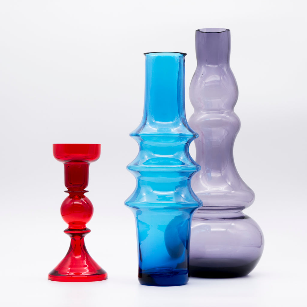Glass Vase & Candleholder Trio – WMF & Mid-Century Art Glass, 1960s–1970s