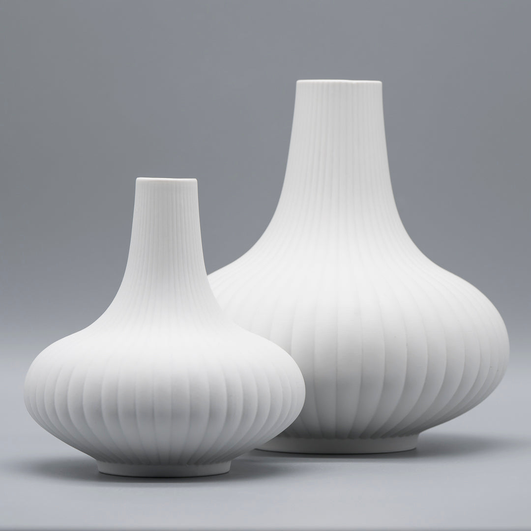 Vintage Bisque Porcelain Vase Duo – Hutschenreuther, 1960s