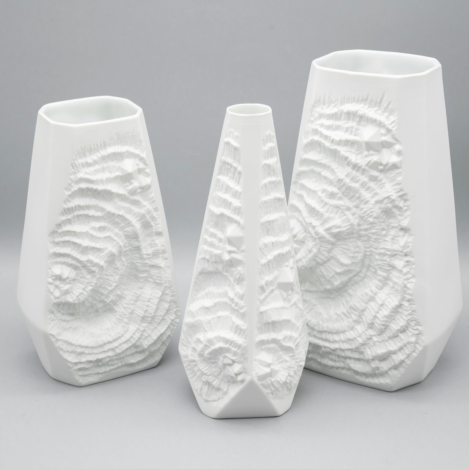Fossil Bisque Porcelain Trio - Manfred Frey for AK Kaiser, 1970s