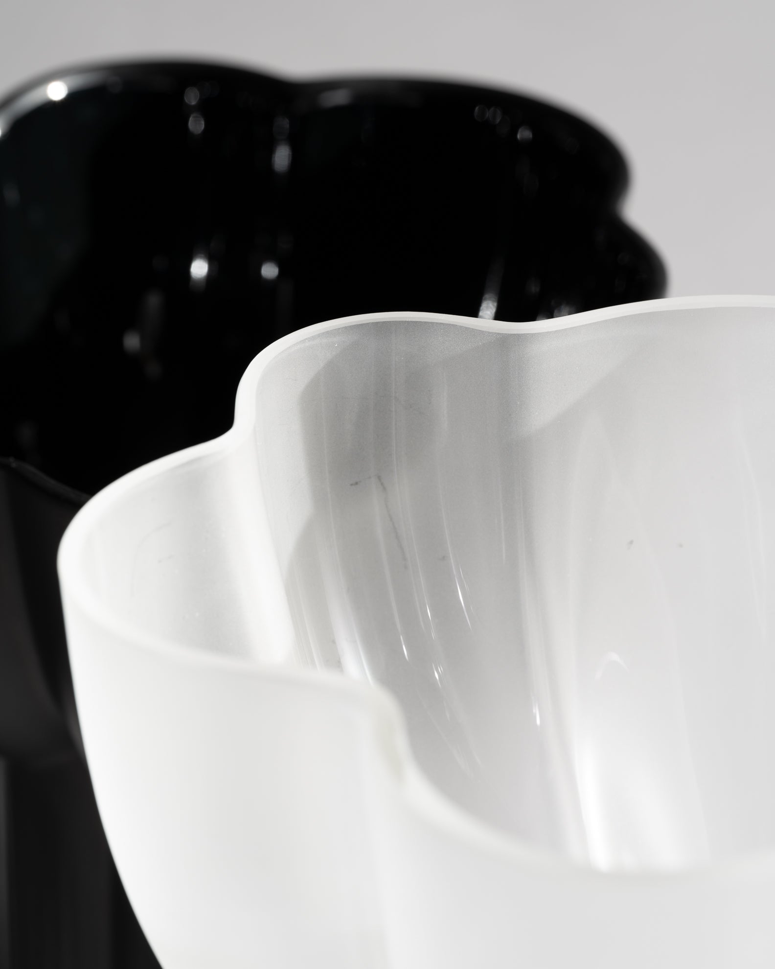 Black & Frosted Glass Vase Duo - Tapio Wirkkala for Rosenthal, 1970s