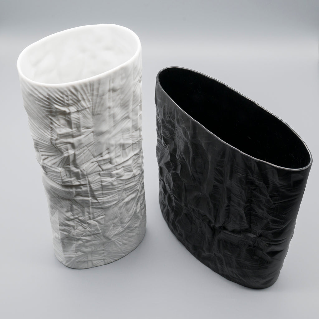 Porcelain Vase Duo “Paper Relief” – Martin Freyer for Rosenthal, 1970s
