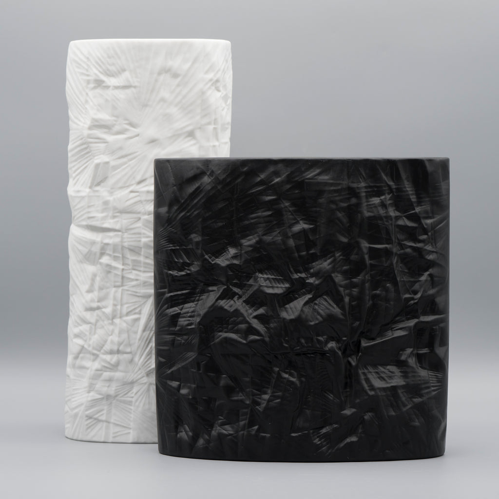 Porcelain Vase Duo “Paper Relief” – Martin Freyer for Rosenthal, 1970s