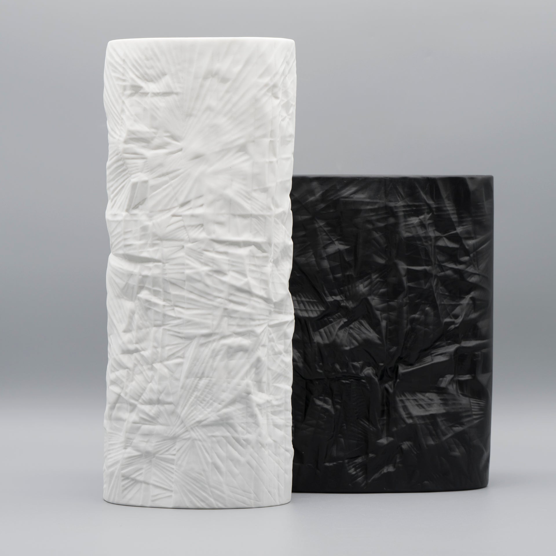 Porcelain Vase Duo “Paper Relief” – Martin Freyer for Rosenthal, 1970s