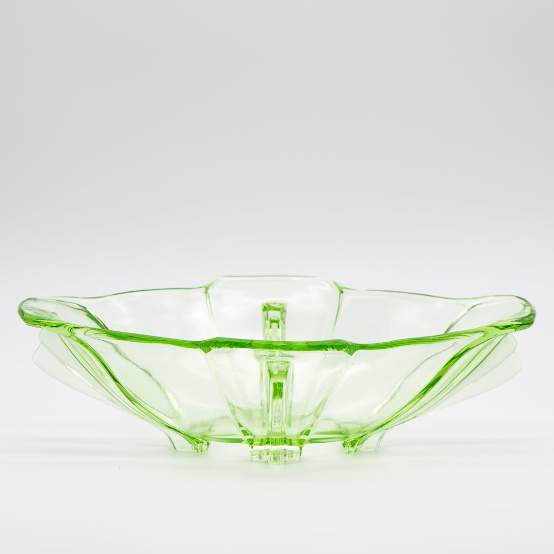 Uranium Green Glass Bowl - attributed to Heřmanova Hut, 1920s–1940s