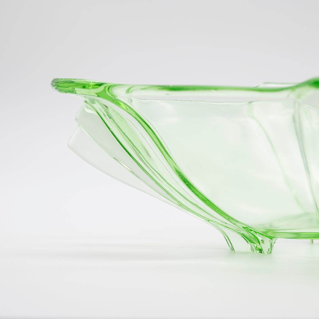 Uranium Green Glass Bowl - attributed to Heřmanova Hut, 1920s–1940s