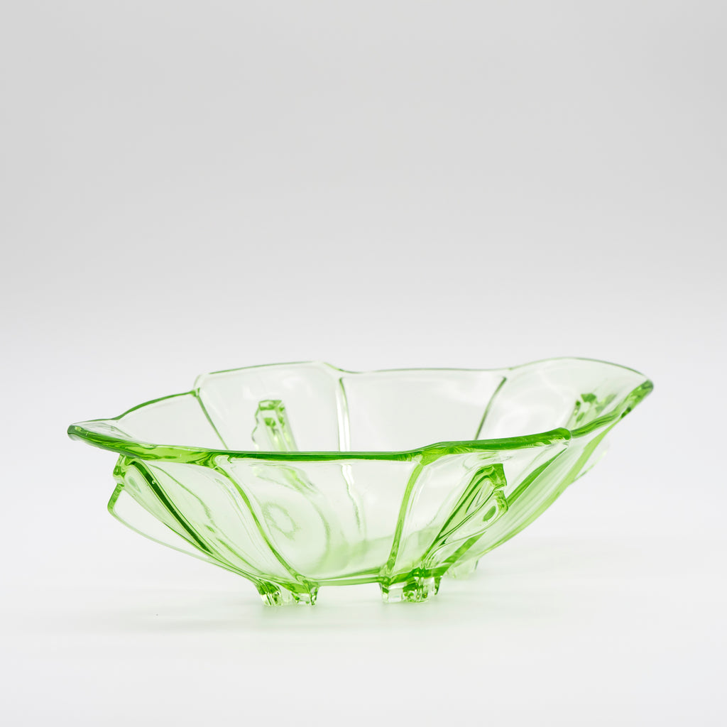 Uranium Green Glass Bowl - attributed to Heřmanova Hut, 1920s–1940s