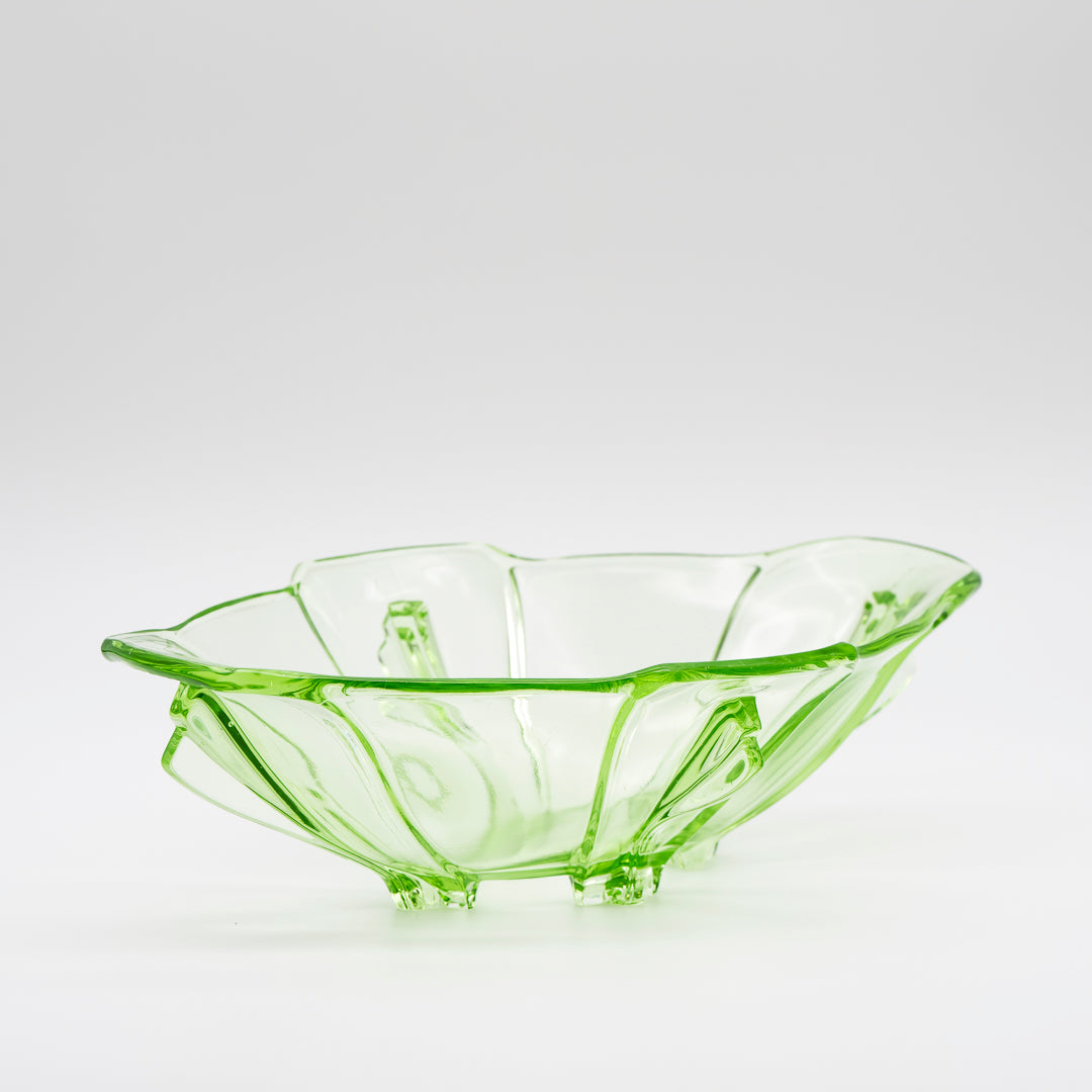 Uranium Green Glass Bowl - attributed to Heřmanova Hut, 1920s–1940s