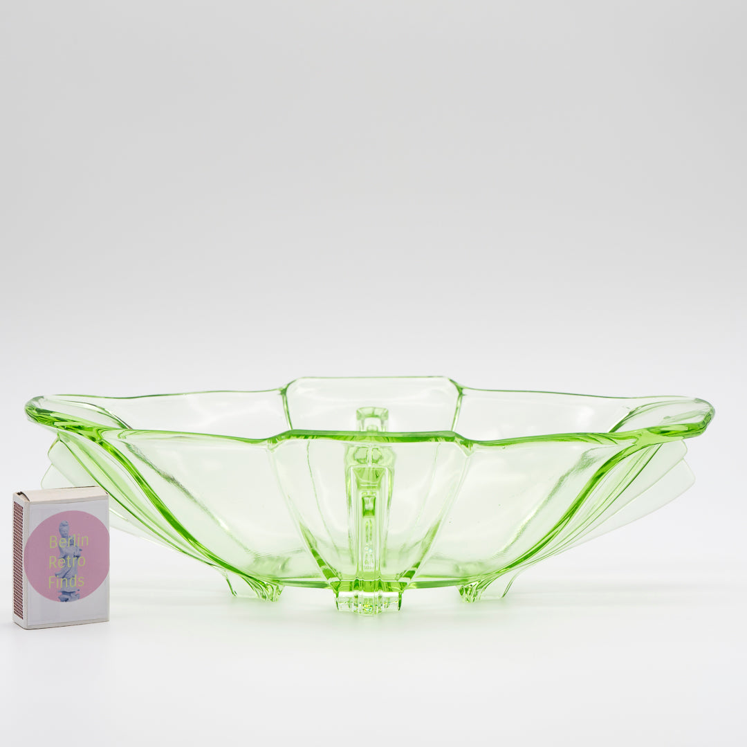 Uranium Green Glass Bowl - attributed to Heřmanova Hut, 1920s–1940s