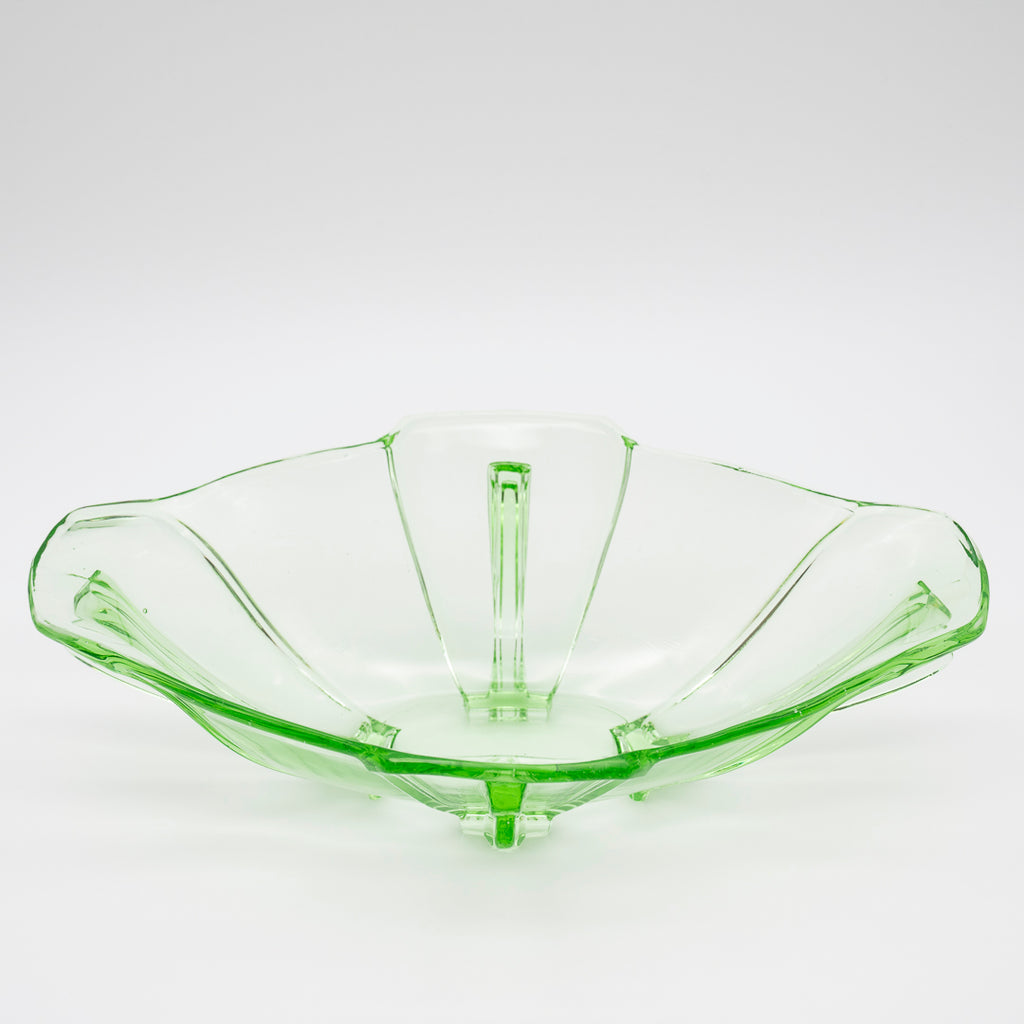 Uranium Green Glass Bowl - attributed to Heřmanova Hut, 1920s–1940s