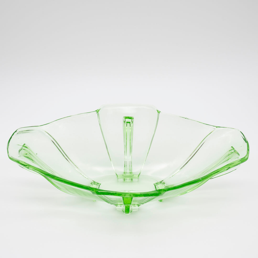 Uranium Green Glass Bowl - attributed to Heřmanova Hut, 1920s–1940s