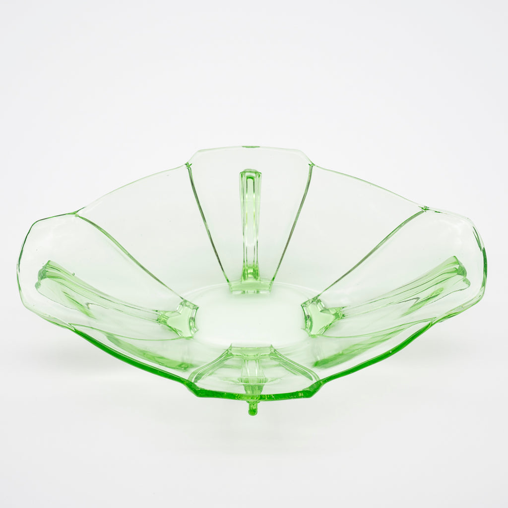 Uranium Green Glass Bowl - attributed to Heřmanova Hut, 1920s–1940s