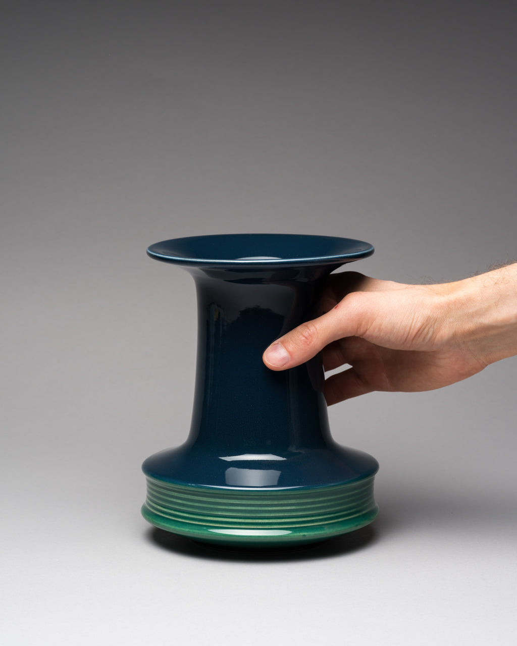 Plus Blue–Green Porcelain Vase – Tapio Wirkkala for Rosenthal, 1960s–1970s