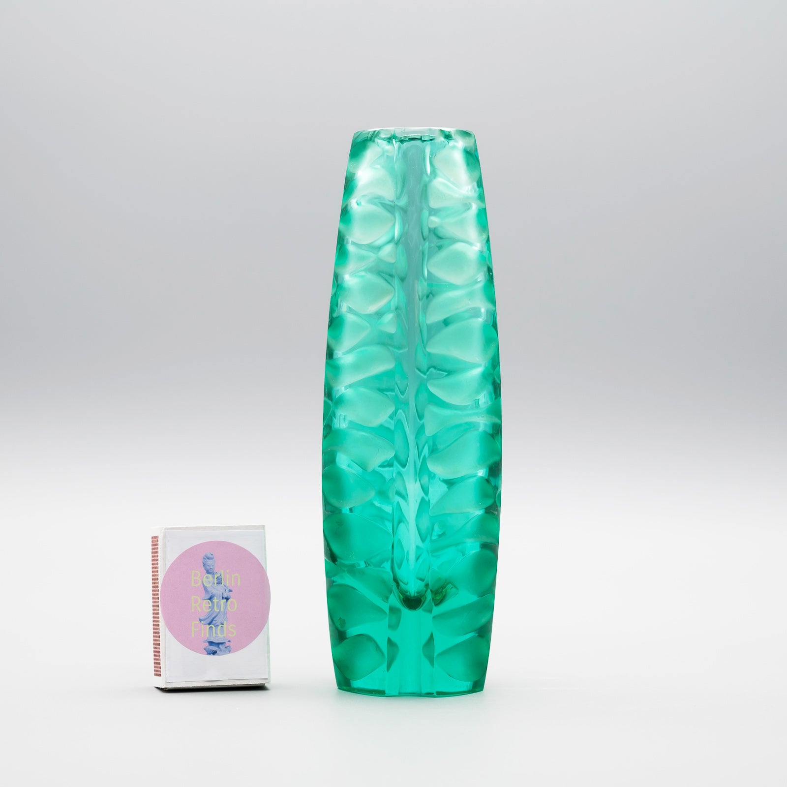Green Glass Vase Duo – Václav Horáček & Miroslav Klinger for ŽBS Sklo Union/Josefodol, Czechoslovakia, 1960s